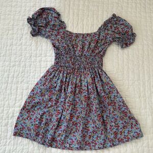 ASOS Red and Blue Smocked Mini Sundress with Puff Sleeves